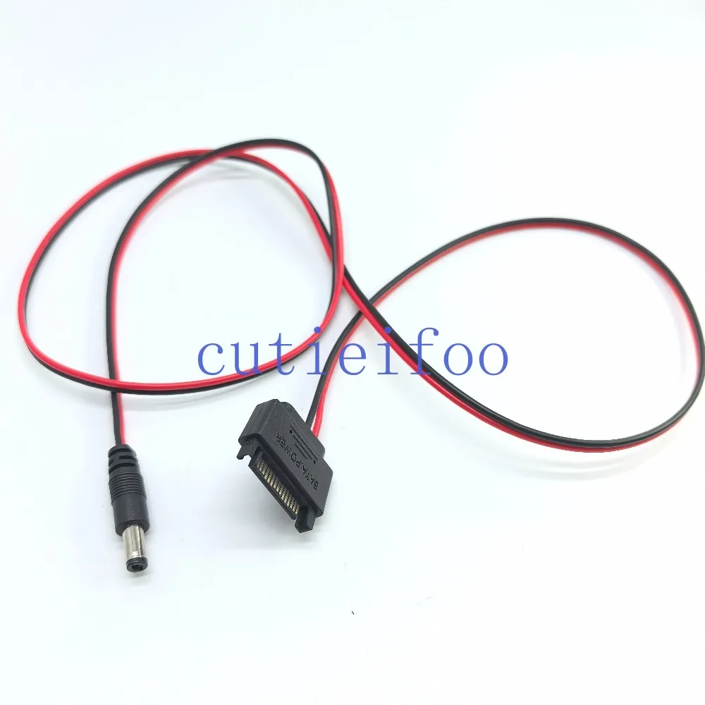 SATA-Stromversorgung auf DC 5,5/2,5 5,5 mm x 2,5 mm Stecker, Konverter-Adapter, Netzteilkabel, 12 V, 5 A, 20 AWG, Draht 1 m – Detail 3