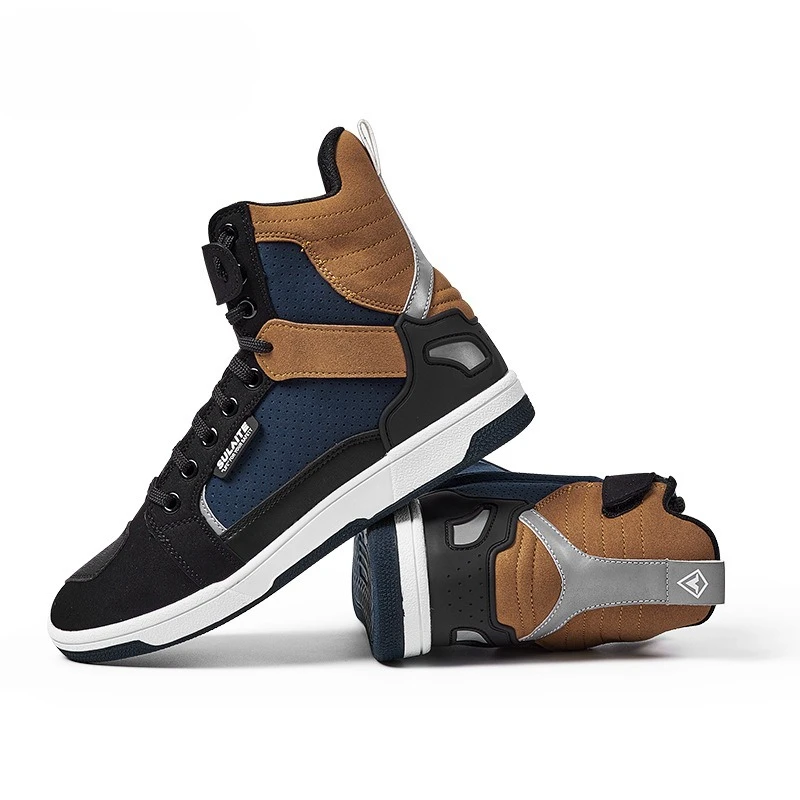 

Men Motorcycle boots Breathable Anti-fall Rider Road Racing Casual Shoes Boots Gear Shift Rubber Sole Reflective Motorbike Shoes