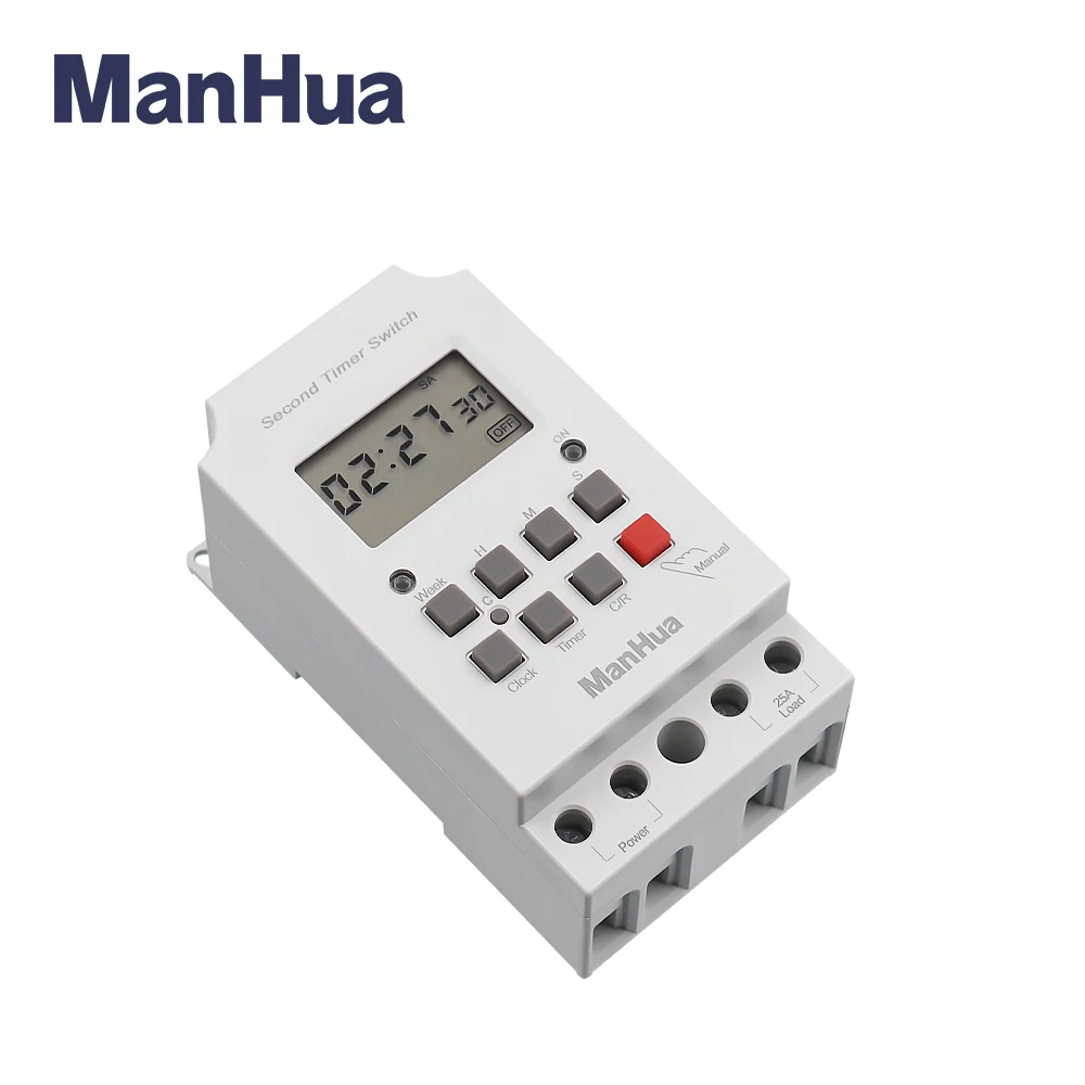 ManHua MS319B 200-240VAC 25A 99ON Programmable Din Rail Digital Timer Switch School Bell Time Controller