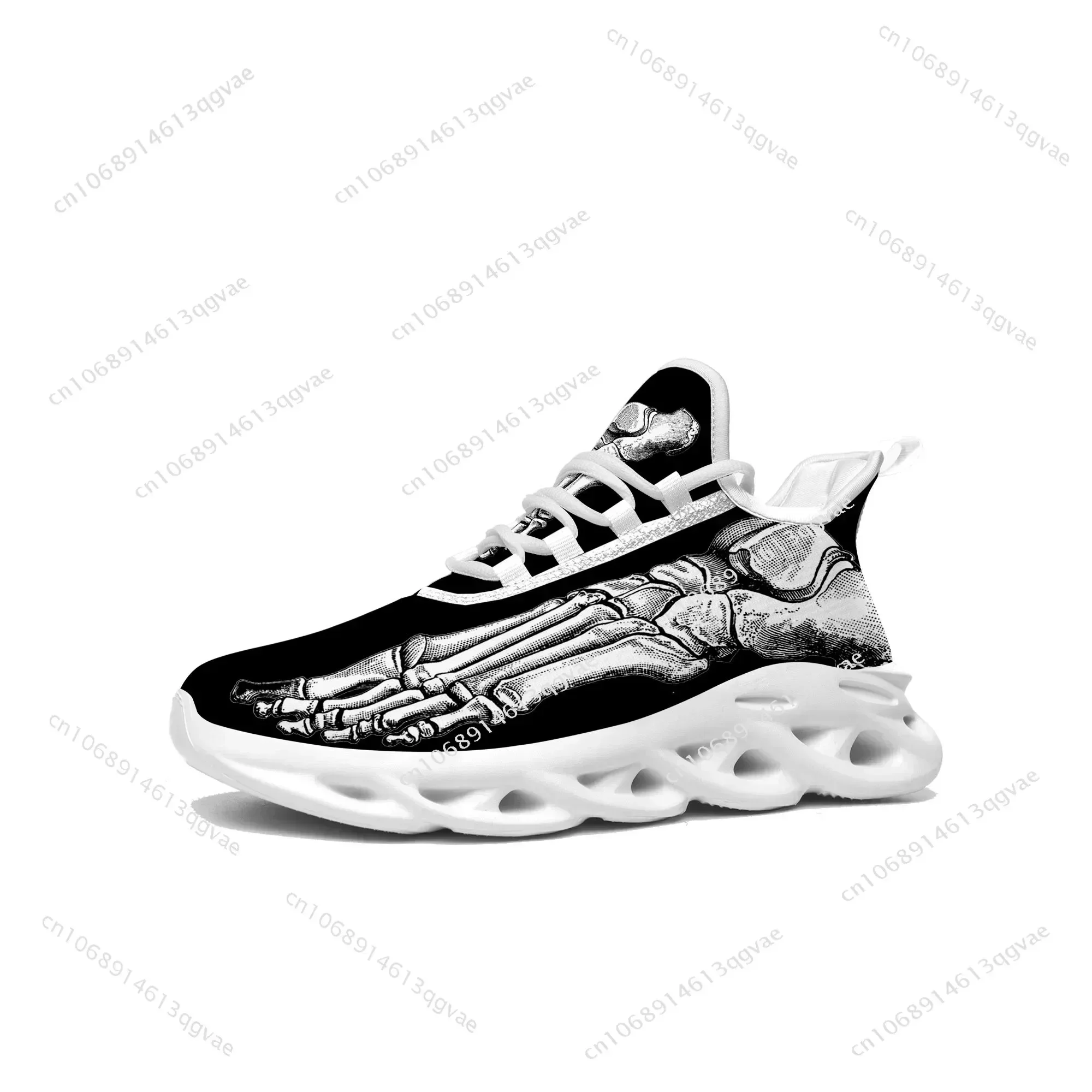 Skeleton Feet Prints Flats Sneakers Mens Womens Sports Running Sneaker Lace Up Mesh Footwear Tailor-made Shoe White