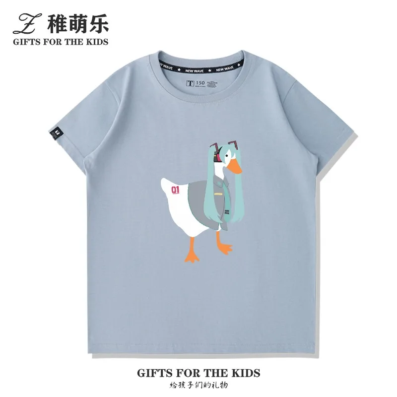 Hatsune Miku Virtual Songstress Future Collaboration Big Goose Peripheral Pure Cotton Printed Men's and Women's T-shirt
