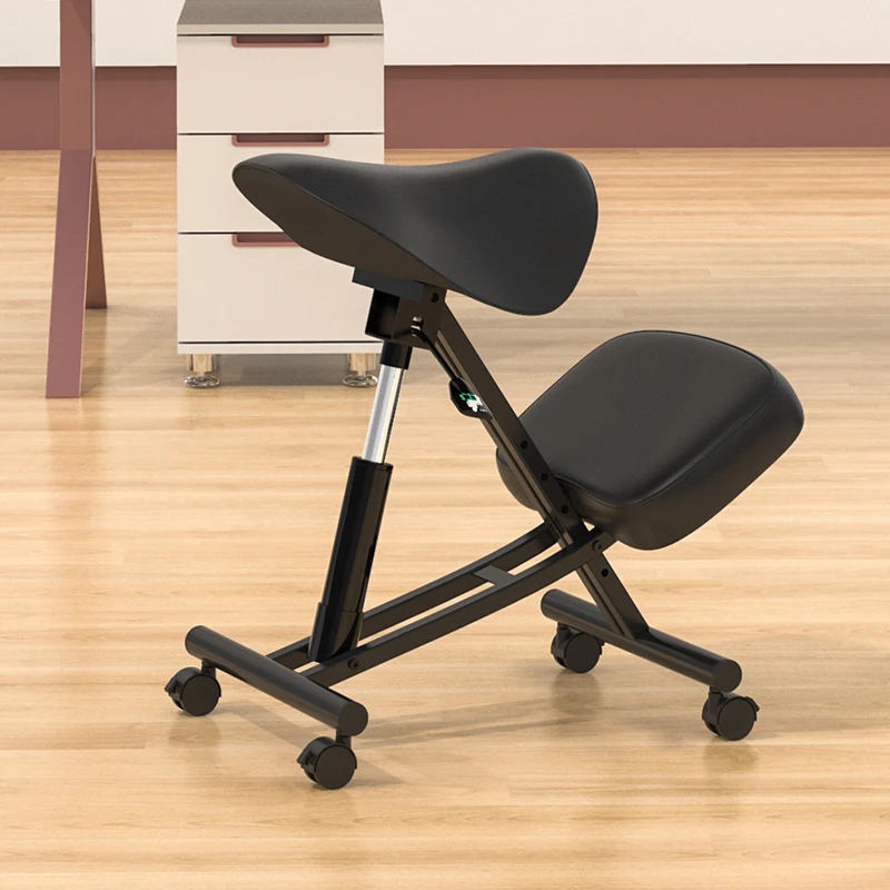 Adjustable Ergonomic Kneeling Chair, Posture Corrective Saddle Stool for Home Office Desk, Relieves Back Pain From Long Sitting
