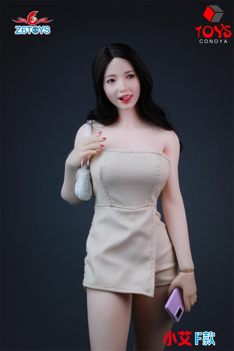Z6TOYS ZC017 1/6 Asian Girl Xiaoai Movable Eye Head Sculpt Model with Tongue Fit 12'' Female Soldier Action Figure Body Dolls