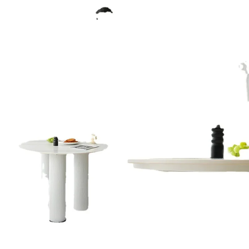 

Light luxury dining table modern simple wrought iron rock slab combination modern