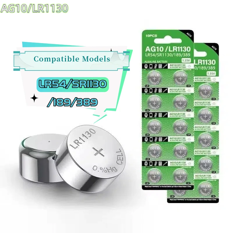 

LR1130 Battery Watch Calculator Anti-Theft Device Ear LR54 Flashlight AG10 Toy L1131 389