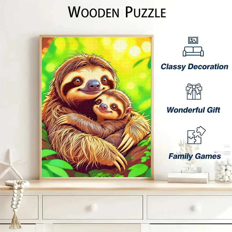 Puzzle di famiglia di bradipo da 1000 pezzi adatto per adulti e famiglie - Libro di puzzle antistress, gioco di cartone portatile fai da te, Ch