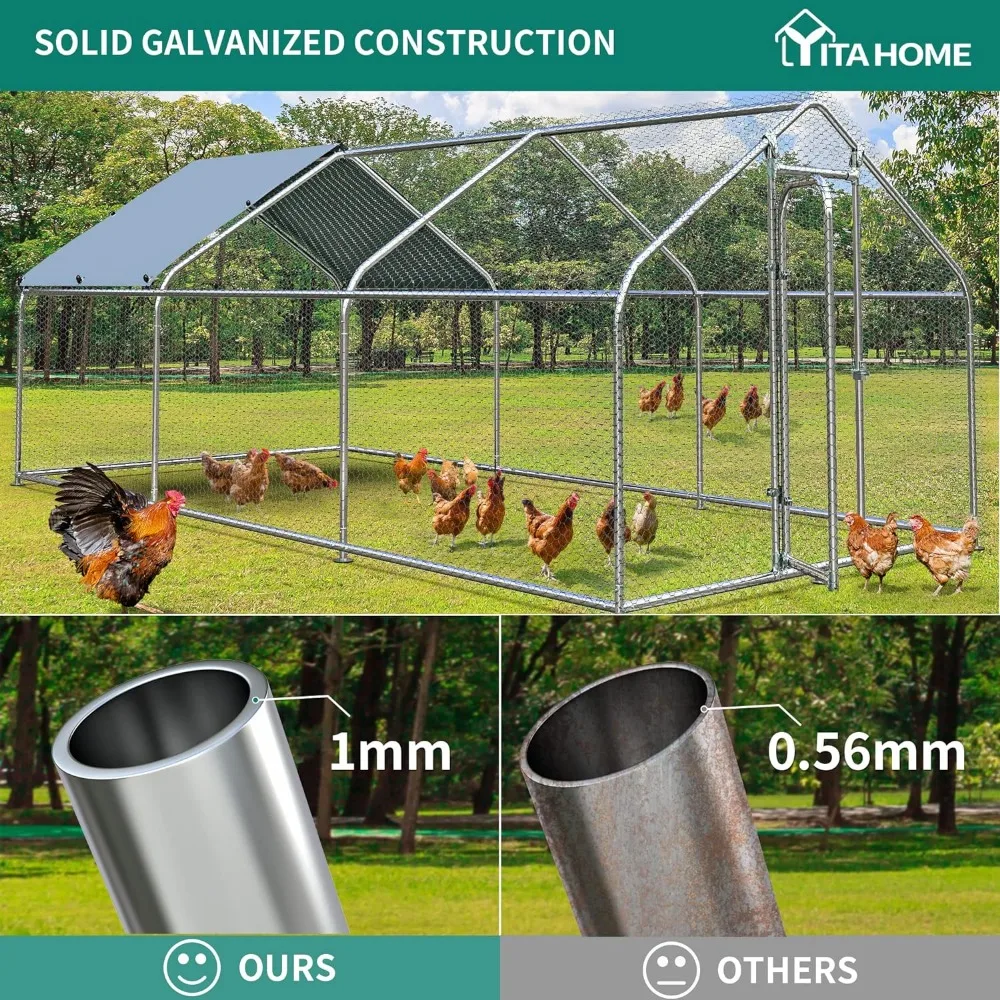 Imagem -06 - Galinheiro de Metal Grande com Tampa Impermeável Hen Run Duck House Coelhos Cage Outdoor Backyard Farm Use