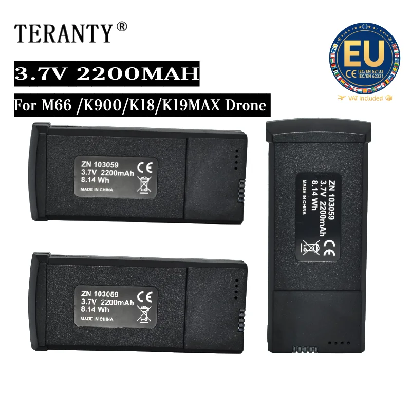 Image of 1-3PCS 3,7 V 2200mAh Lipo Batterie Für K18MAX K900 Max K19MAX M66 Professionelle Dron FPV Quadcopter Batterie Original