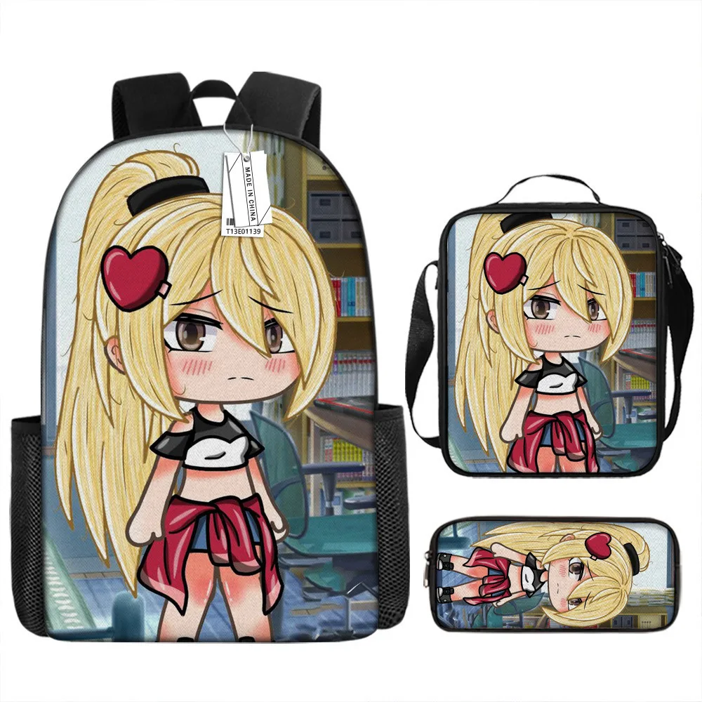 

Luxury Popular Funny Novelty Gacha 3D Printed 3pcs/Set pupil School Bags Laptop Daypack Backpack Lunch bag Pencil Case