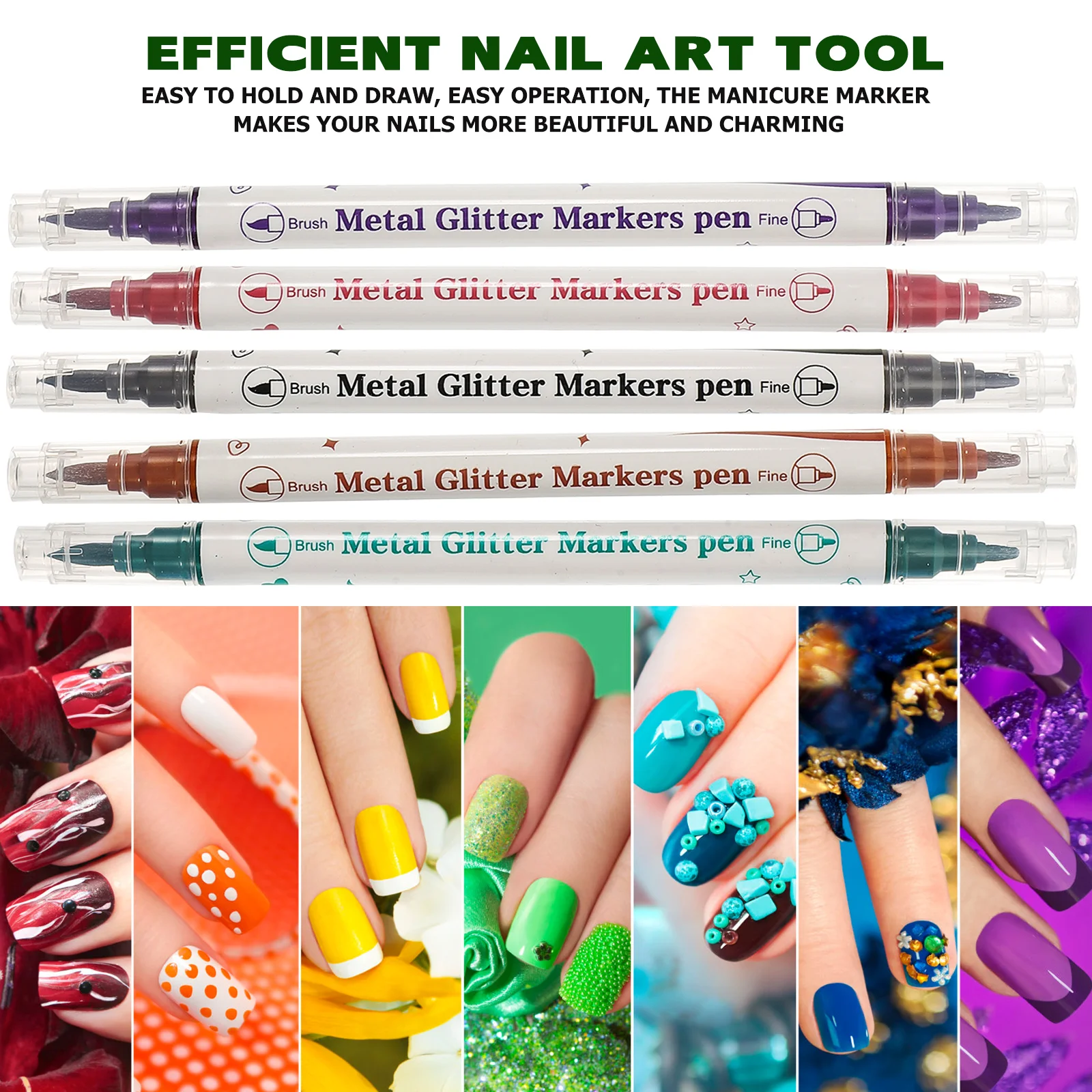 

10pcs Art Pens Set Double Ended Brush Dotting Pens for Gel Acrylic Nails Manicure Marker Tools 3D Nail Graffiti Set for Salon