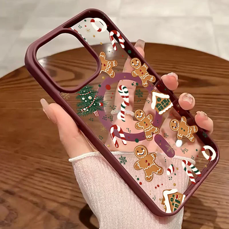 Christmas Gingerbread Candy Cane Magnetic Phone Case For Samsung Galaxy A17 A37 A57 A56 A55 S26 Ultra S25 Plus S24 FE S23 Cover