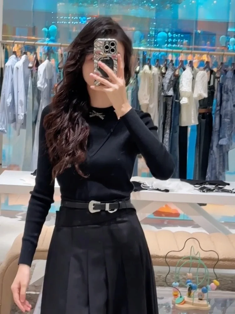 

Faionable Korean Sle Women's Knitted Sweater Ne Hanging Knot Slim Fit Spring New Arrival Ele Personali