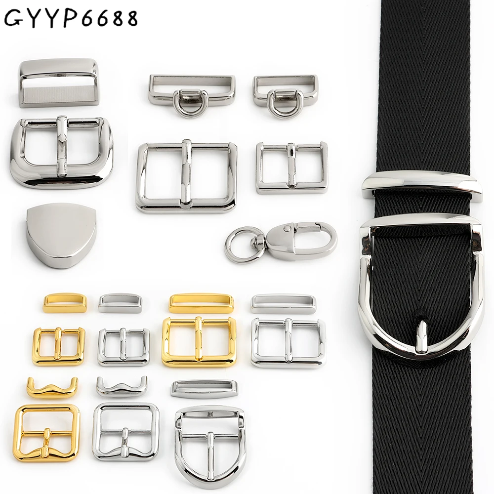 1/5/20Sets Metal Ring Tri-Glide Pin Buckle For Adjust Bag Side Clasp Handbag D Shape Strap Loop Ring Purse Snap Hook Accessories