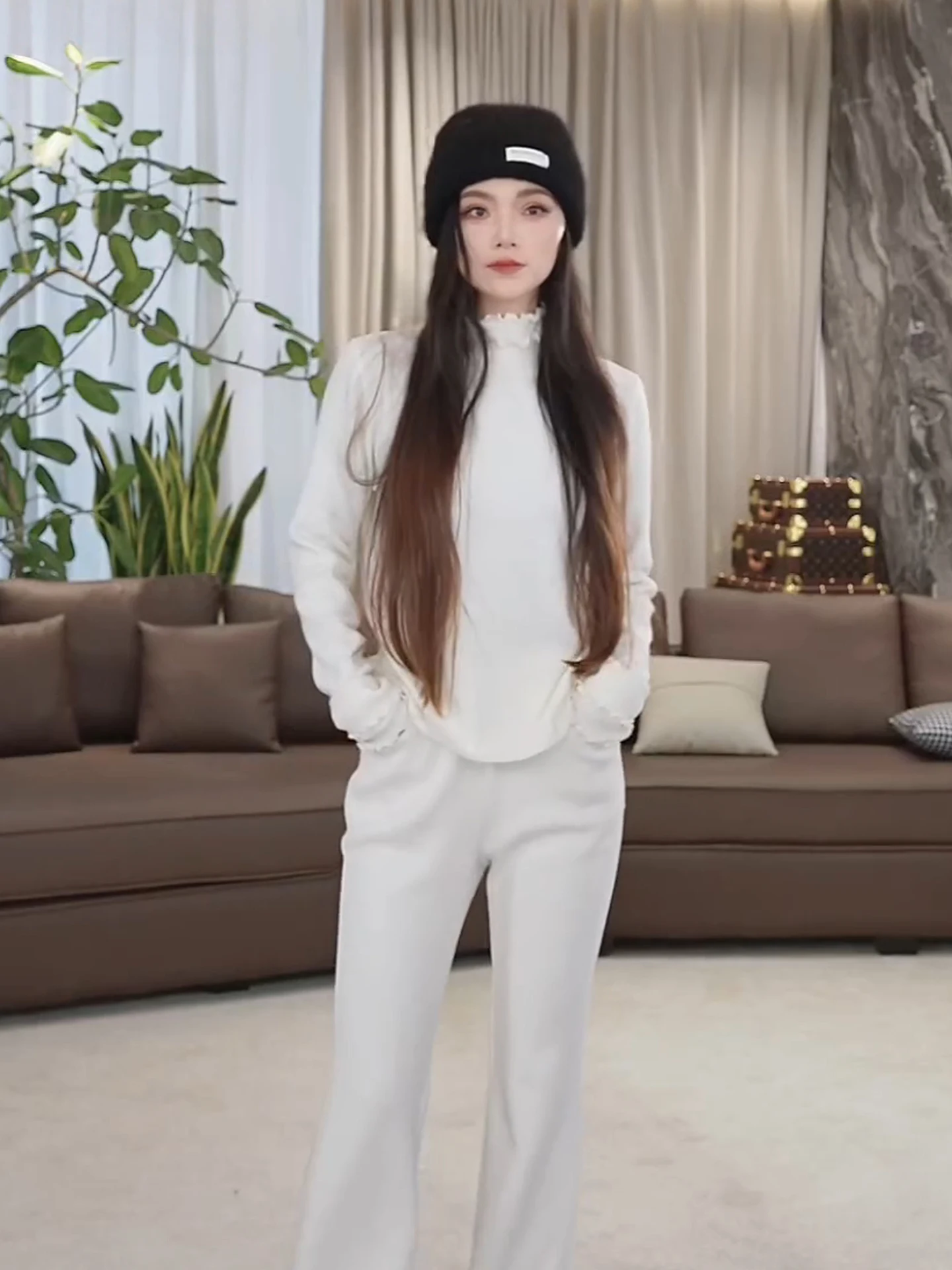 

Thiened f-High Collar Sweater Double Flounce Sve Women's Casual Sle Knitted Sweater Inner Wear Outer Wear Winter New