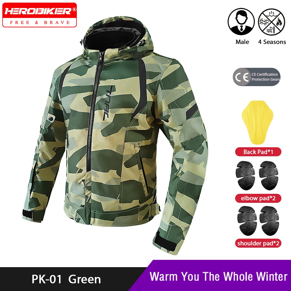 

Motorcycle Jacket 4 Season Waterproof Warm Motorbike Jacket Anti-fall Motocross Jacket Built-in CE Protector Gear Men Asian Size