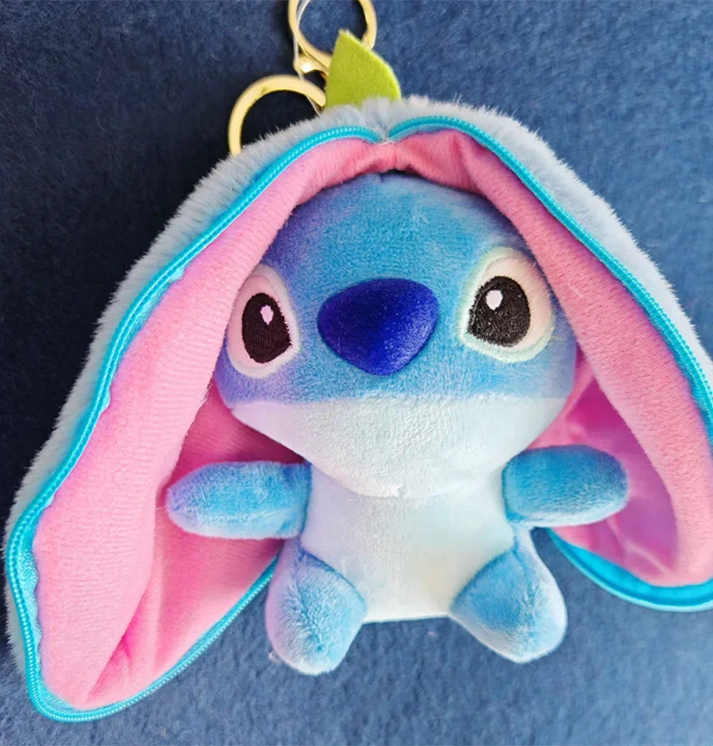 Disney stitch chaveiro de pelúcia bonito dos desenhos animados menina & criança mochila decoração macio pendurado brinquedo para sacos moda presentes do feriado