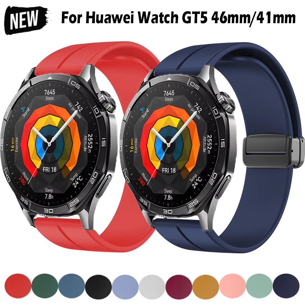 Silicone Magnetic Strap For Huawei Watch GT5 46mm 41mm Soft Sport Bracelet 18mm 22mm Band For Huawei Watch GT4 46mm 41mm Correa