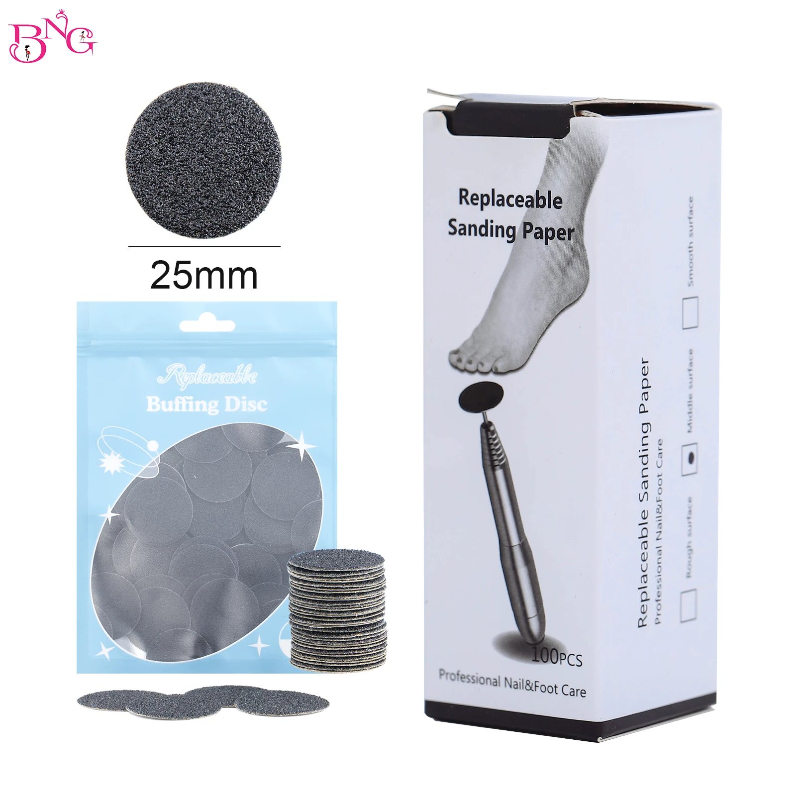 Pedicure Disc Replaceable Sanding Paper Disk 25mm Pedicure Sandpaper Nozzles Nail Bit Accessories Salon Foot Calluse Tool