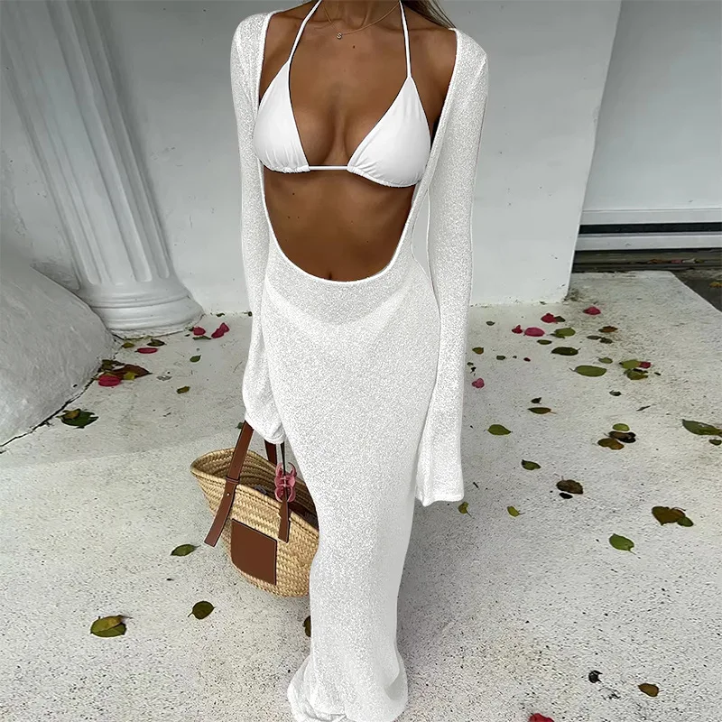 2025, neues glamouröses hellblaues Bikinioberteil und -Unterteil mit fließendem Überzug, perfekt für Strandbekleidung und Poolpartys, Sommerausflüge