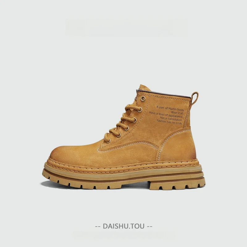 

Kangaroo Head Boots Men's Autumn Winter New Sle Retro Briti Sle Outdoor High Help Versatile Yellow Boots Workwear