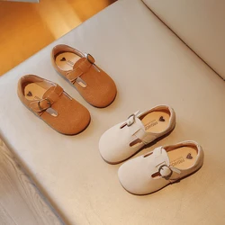 Yellow/beige Kids Leather Shoes with Anti Slip Feet Spring Autumn Outdoor PU Kids Casual Leather Shoes Sandalias De Mujer