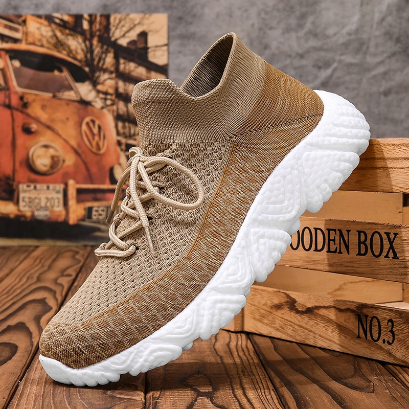 Elastic Footbed Men Summer Shoes Mesh Upper Full Air Flow Anti-slip Anti-wear Sneakers for Various Daily Sports Scenes