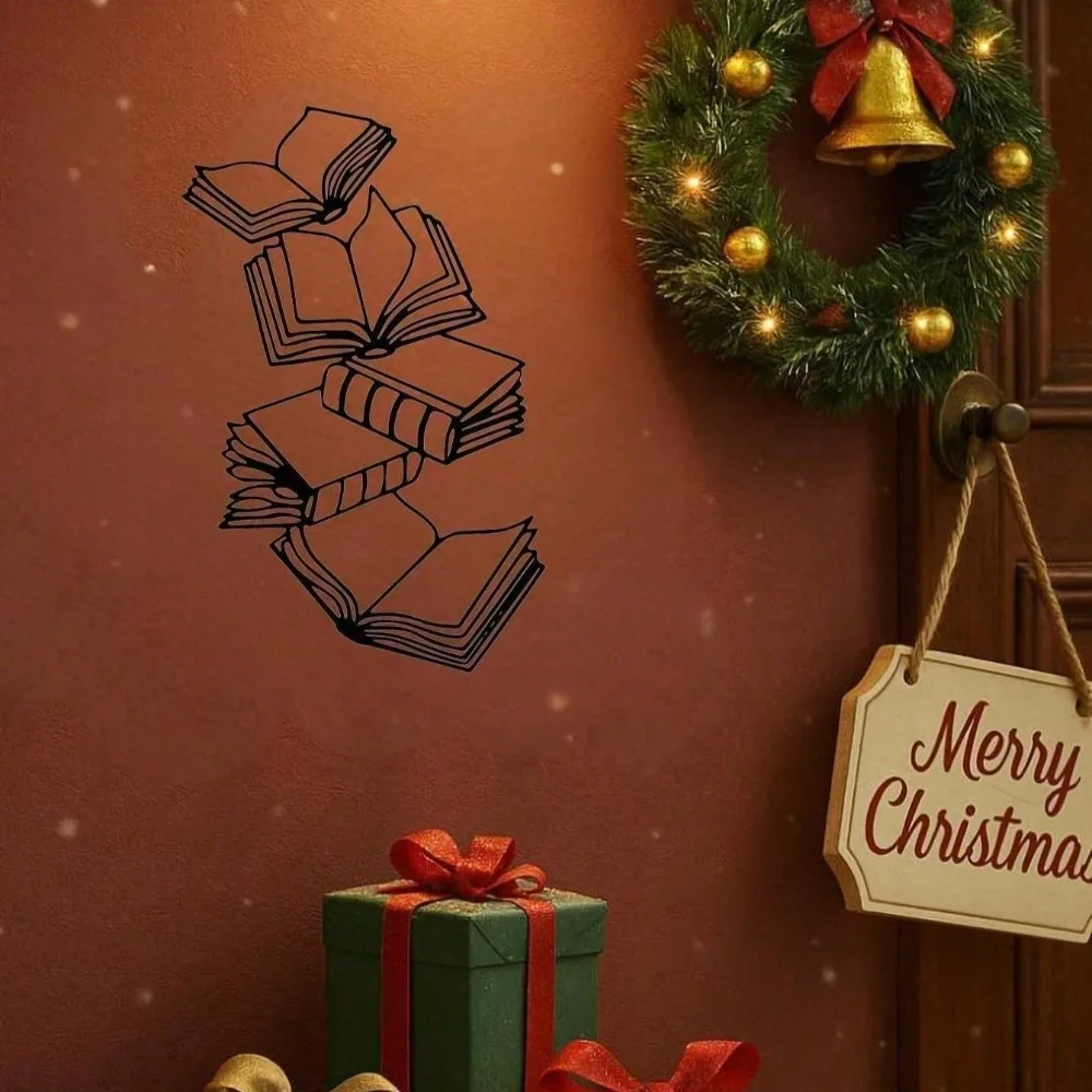 Libros apilados vintage, arte de pared de metal, decoración del hogar con temática de lectura, regalo para amantes de los libros para mujeres y hombres, escultura de libros de oficina de biblioteca