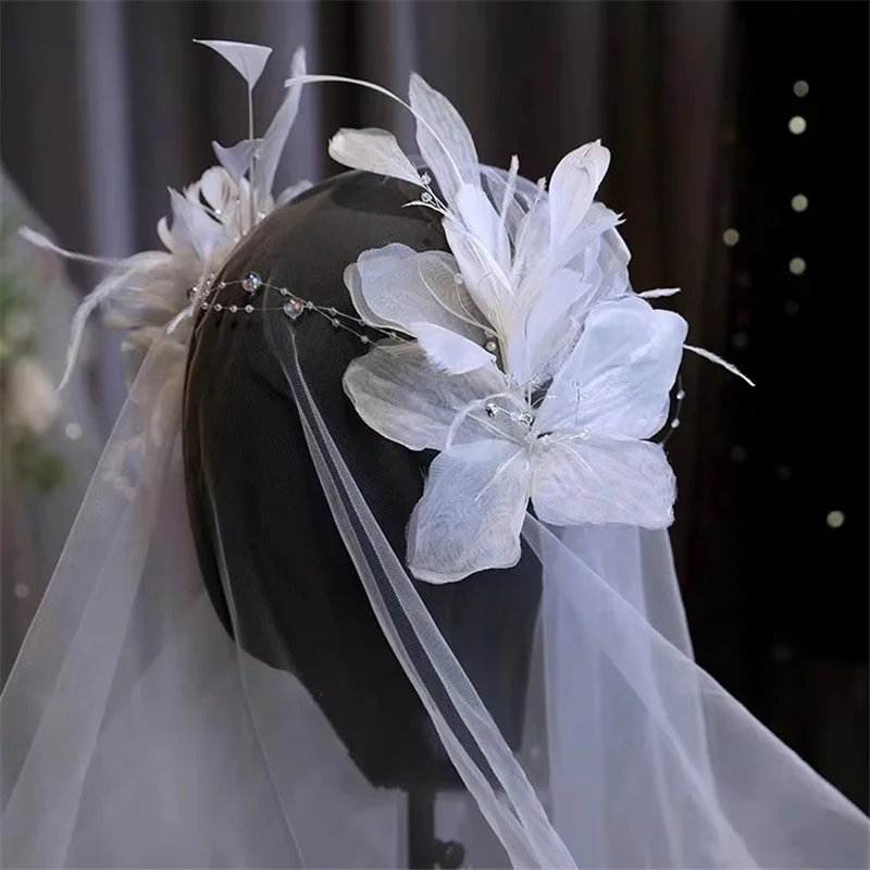 

Повязки для волос CC для женщин, свадебные аксессуары для волос, головной убор для невесты, украшение для волос на помолвку, романтический головной убор в форме перьев, подарок AN398