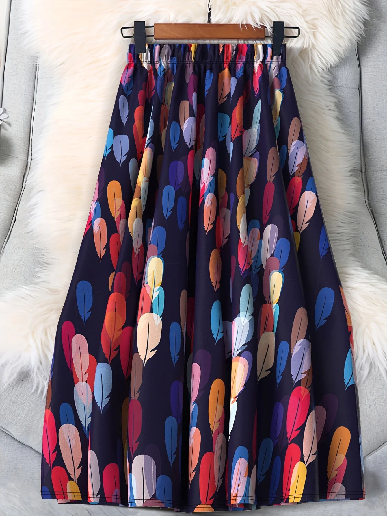 

Luxy Trio Elegant Plus Size Women's Mid-Length Skirt | Abstract Print, All-Season Casual & Formal Wear,