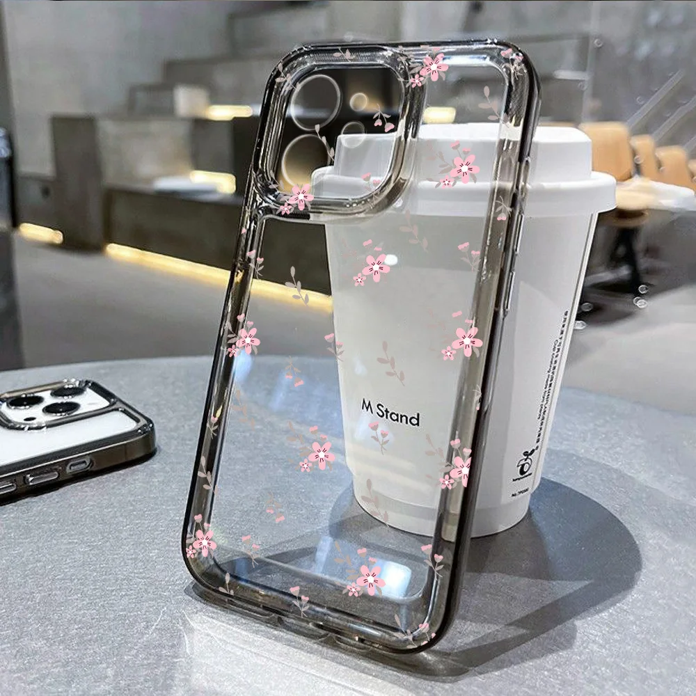 Przezroczyste etui na telefon z motywem kwiatowym do iPhone 11, iPhone 13, 16, 15, 14, 12, 17 Pro Max, XR, XS, 7, 8, SE, estetyczne etui w kwiaty, Funda