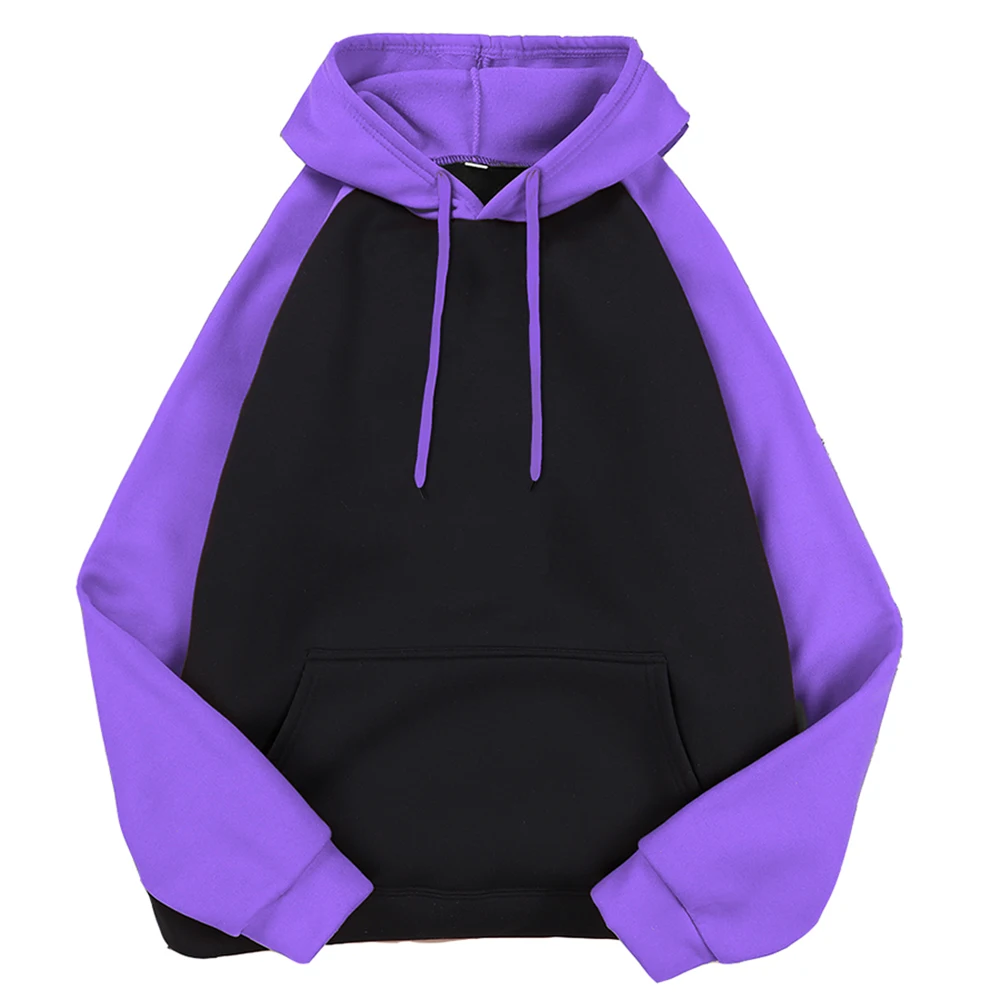 Raglan sleeve Hoodie Men Women Loose Oversized S-XXL Clothing Autumn Winter Warm Fleece Hoodies Color Collision Sweatshirts