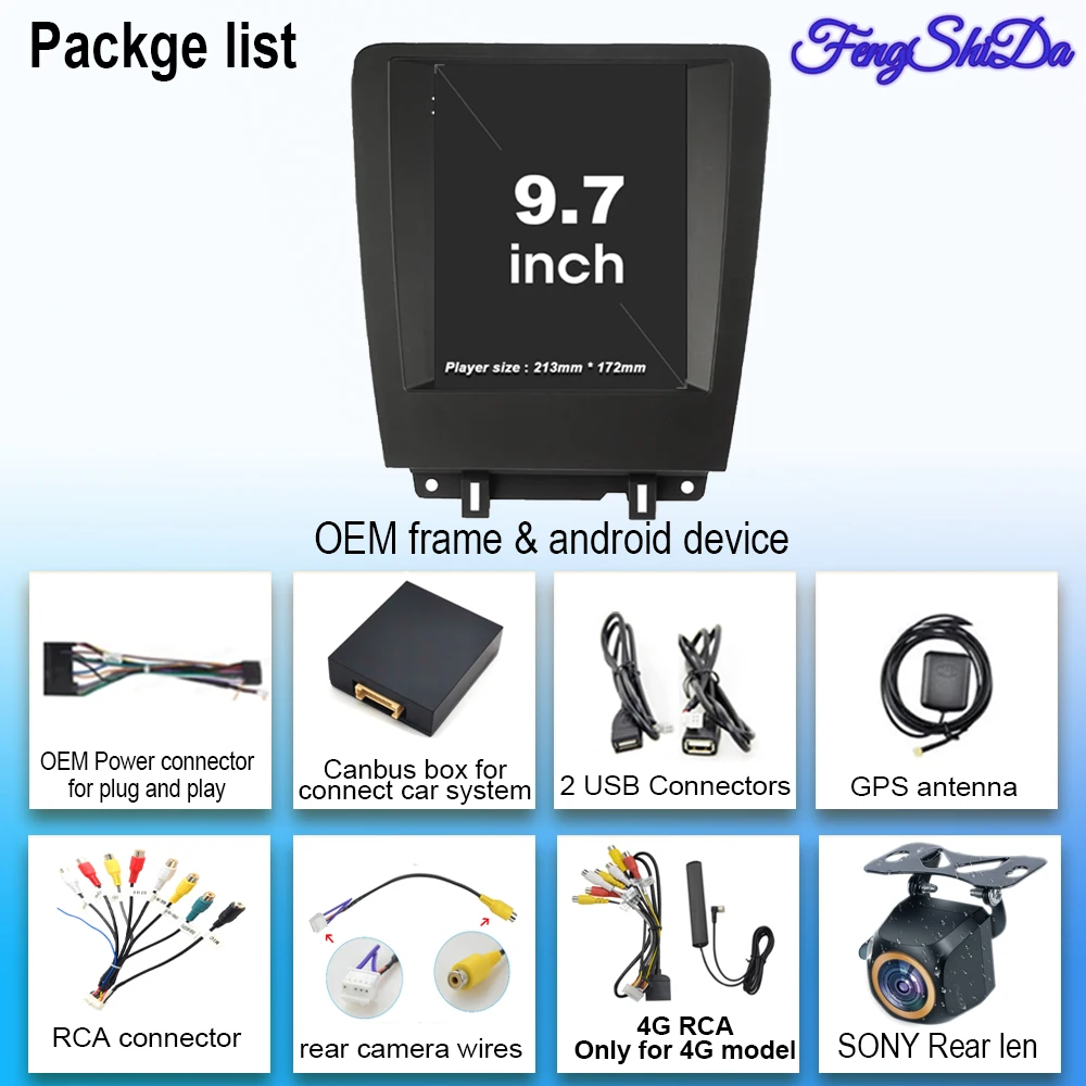 9.7 Inch  2 Din Android Car Radio For Ford Mustang 2013-2014 Stereo Car Multimedia Video Player DVD GPS Navigation