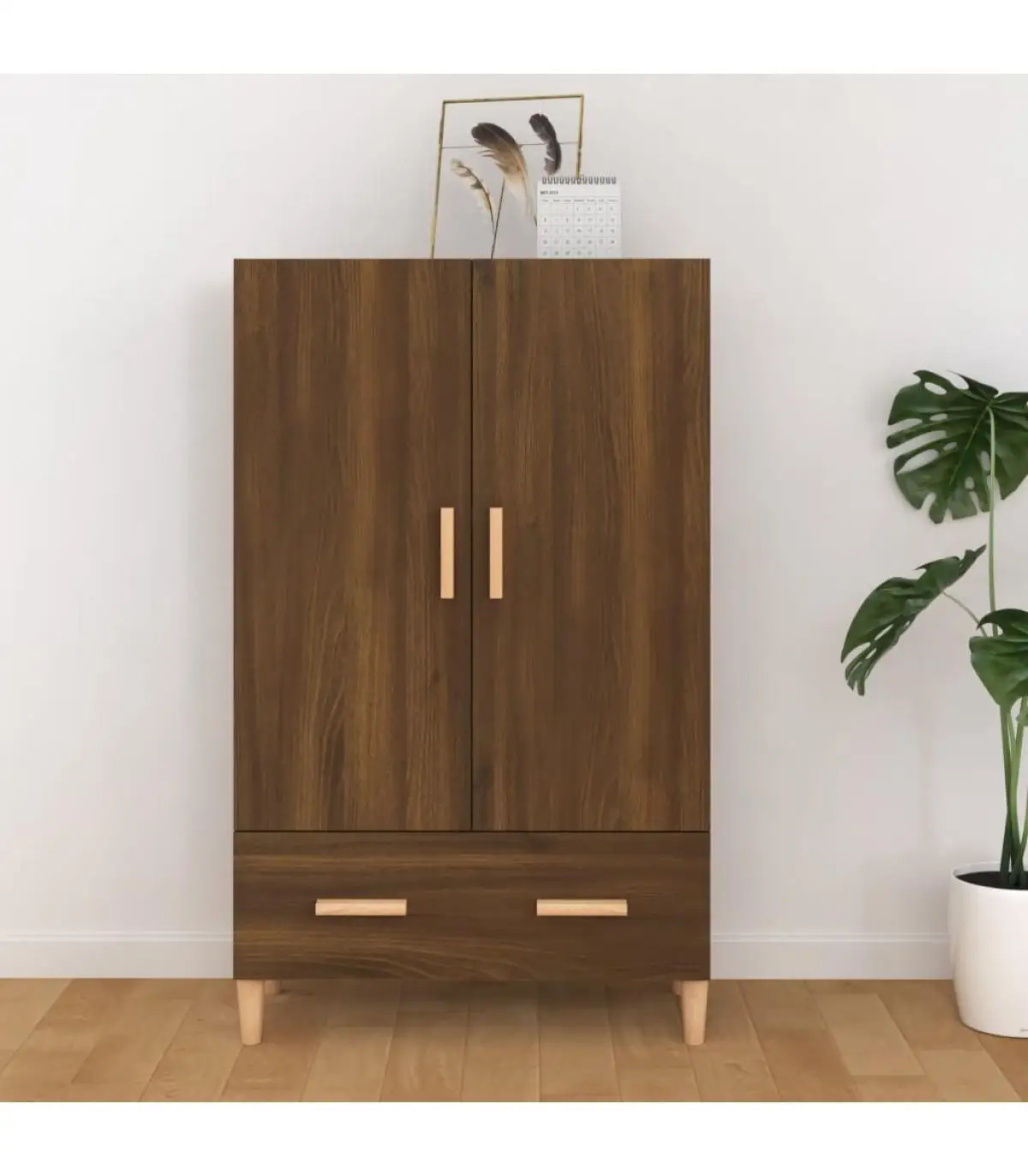 70x31x115 cm oak brown plywood high sideboard