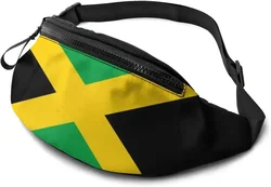 Fanny Pack Bolsa de cintura con bandera de Jamaica con orificio para auriculares, bolsa para cinturón, bolsillo ajustable, bolsa de cadera a la moda para mujeres, hombres y niños