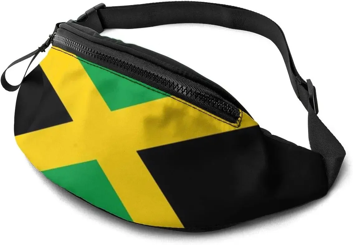 Fanny Pack Jamaica Flag Waist Bag with Headphone Hole Belt Bag Adjustable Sling Pocket Fashion Hip Bum Bag for Women Men Kids