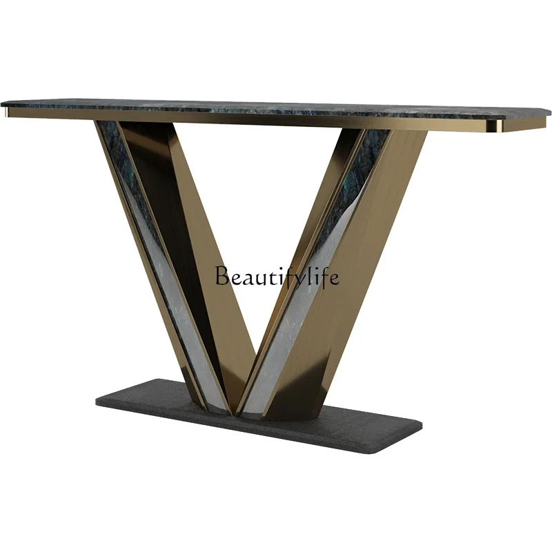 

Italian minimalist luxury stone entrance table Italian light luxury luxury villa entrance table