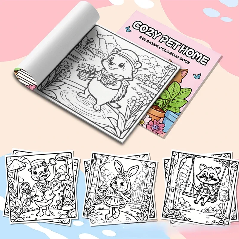 Creative Cartoon Coloring Book Educational Stress Relief Graffiti Painting Book Doodles Book for Adults and Teens