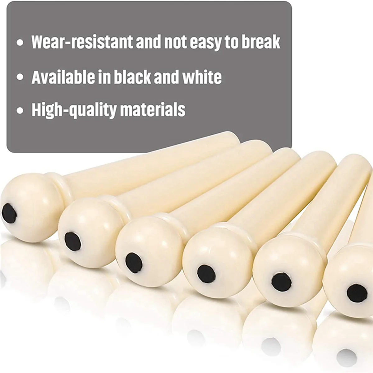 A71P 216 قطعة من دبابيس جسر الجيتار الصوتي باللون الأبيض والأسود مع مزيل مجتذب دبوس الجسر 6 قطع في الجيتار