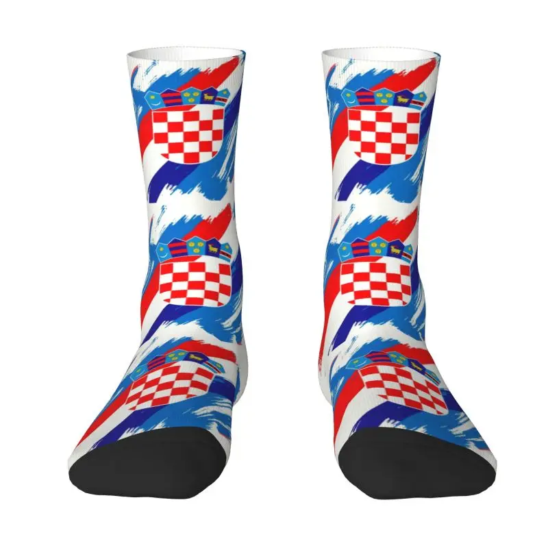 Novelty Men's Flag Of Croatia Dress Socks Unisex Comfortable Warm 3D Printed Croatian Patriotic Proud Crew Socks