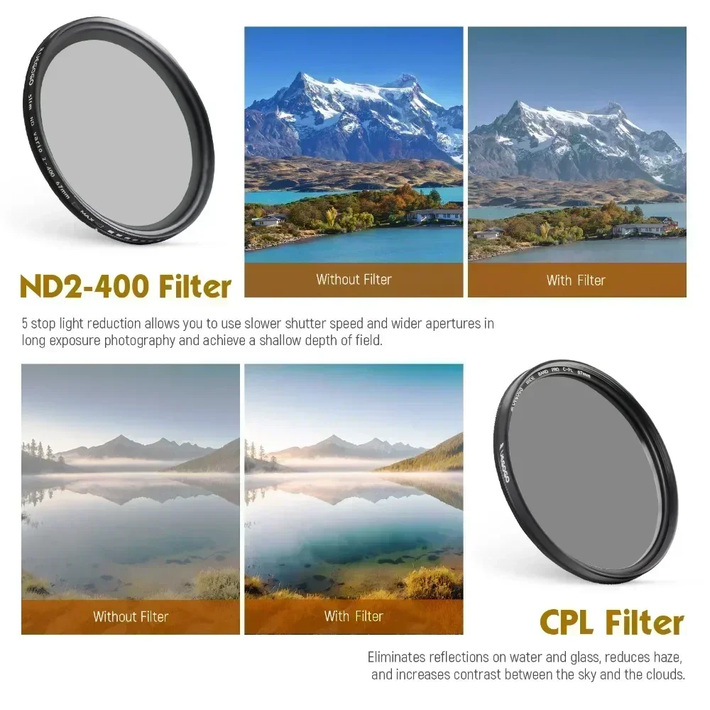 UEGOGO 82mm Filter Gradient GND Red Blue CPL/UV/MCUV ND2-400/Soft Focus Black Mist Diffusion Star Line 4 6 8 Camera Lens Filter