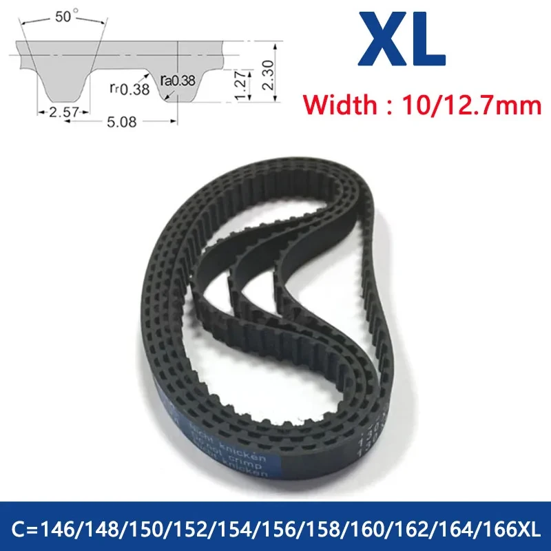 1pc XL Synchronous Timing Belt Rubber Closed Loop Transmission Drive Belt Width 10 12.7mm 146/148/150/152/154/156/158/160-166XL