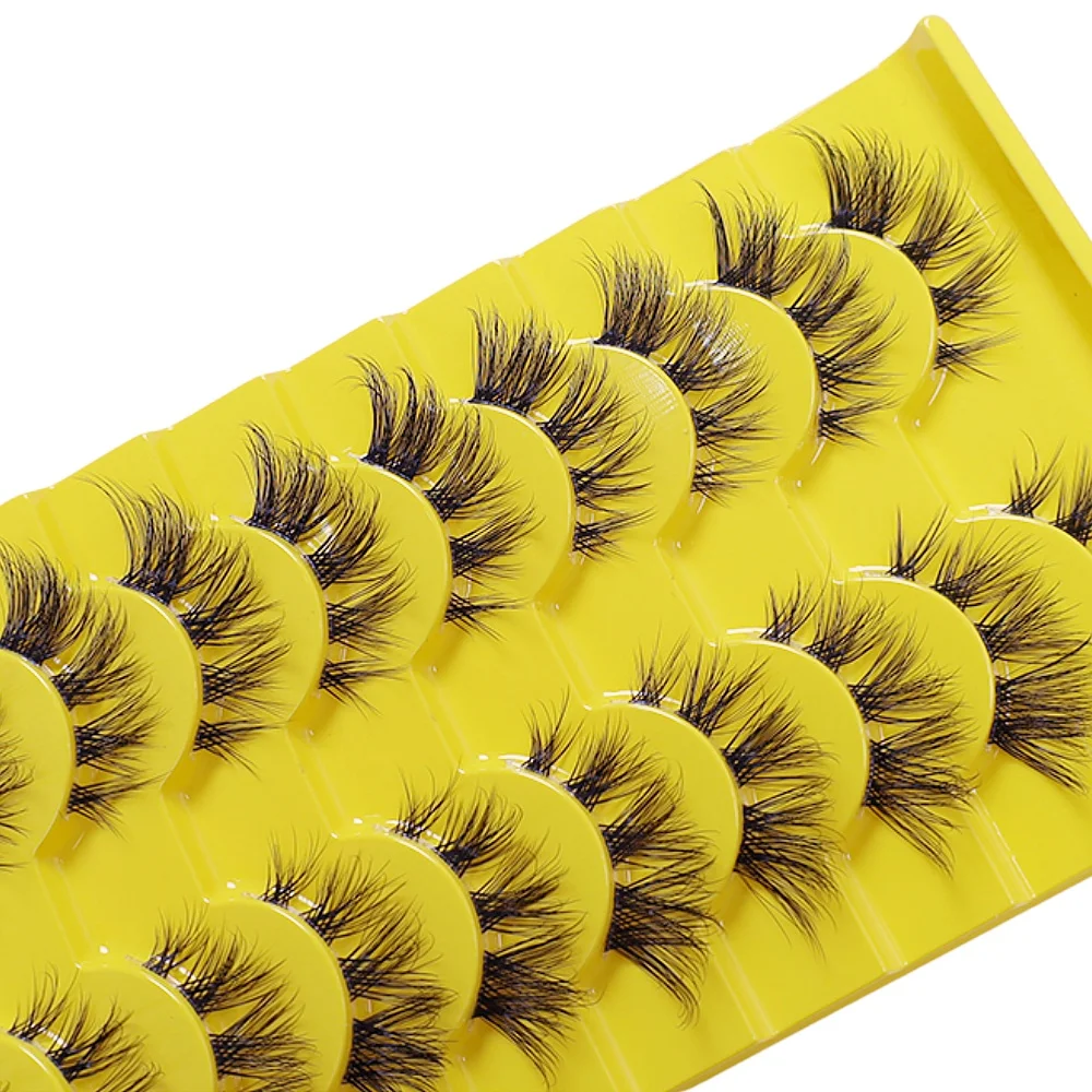 自然な外観のクラスターまつげ10ペア、スリムな漫画風まつげエクステ、キャットアイつけまつげ