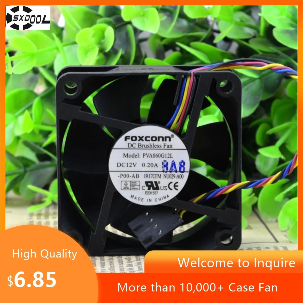 For Foxconn PVA060G12L 12V 0.20A 6cm 6025 PWM 4-Wire Fan for Cooling Solutions in Workstations, Servers, and Telecom Equipment