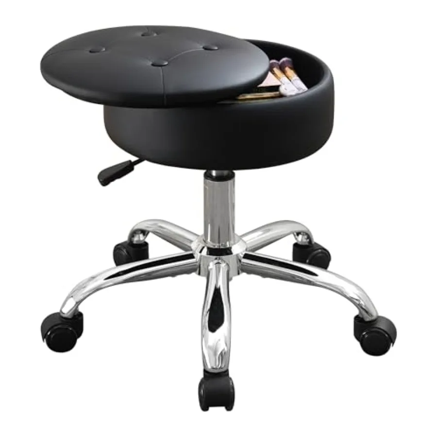

Ottoman Swivel Vanity Stool Chair for Makeup Room Stool for Vanity Chair Wheels Height Adjustable Faux Leather