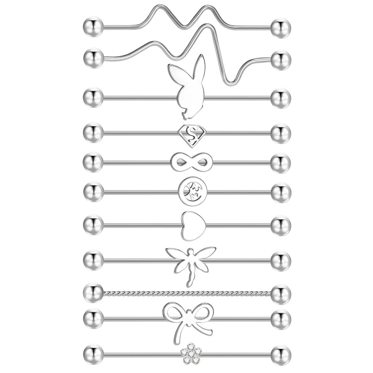 1 Stück Damen Edelstahl Industrie Lang hantel Ohr Knochen Ohr stecker unregelmäßigen Ohr Knorpel Körpers chmuck für die tägliche Party kleidung