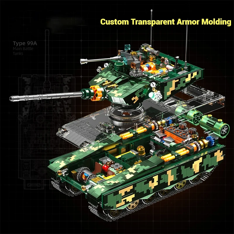 99A 군용 탱크 창의적인 홈 장식 모델 조립 장난감 블록 어린이 생일 스마트 장난감 선물
