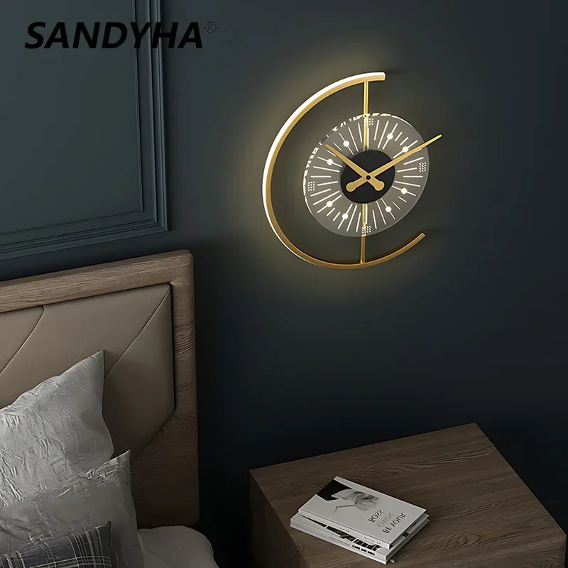 

Modern LED Wall Lamp Clock Sconce for Bedroom Bedside Living Dining Room Aisle Porch Corridor Home Decor Night Light Fixture