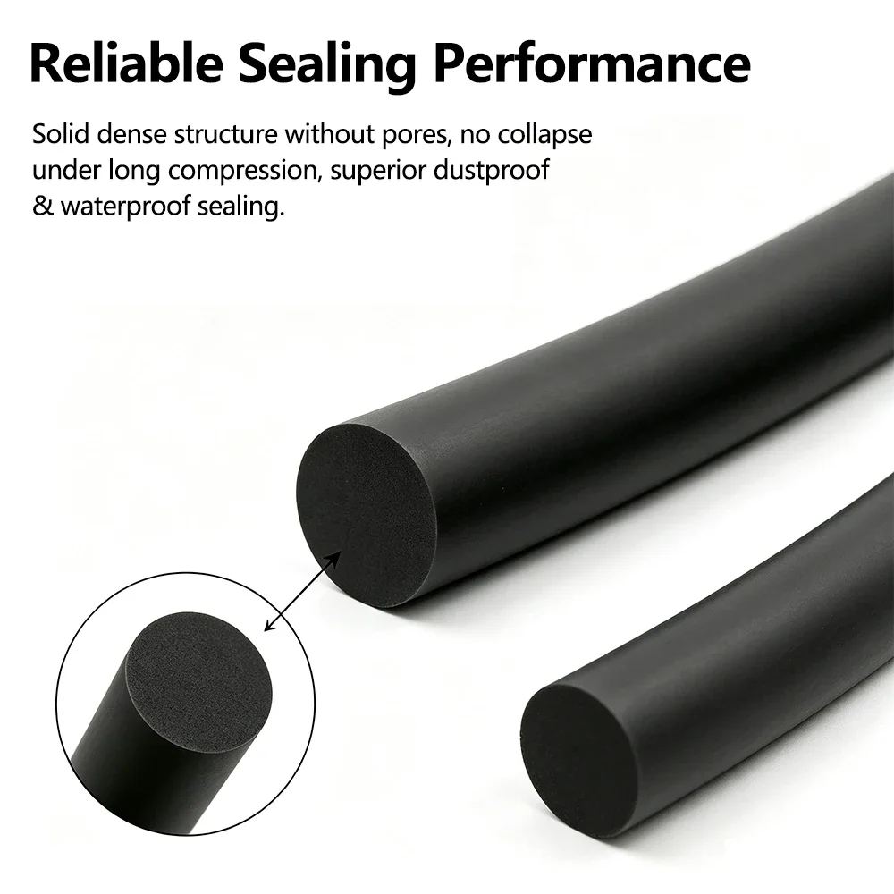 1/2/3/5M Solid Latex Elastic Rope Dia 6mm High Strength Thickened Rubber Band For Tent Outdoor Camping Equipment Fastening