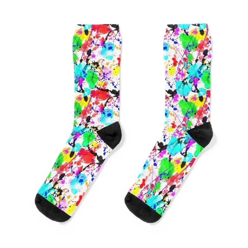 Watercolor splatter effect, neon colors Socks cool Novelties japanese fashion hiphop Socks Women Men's