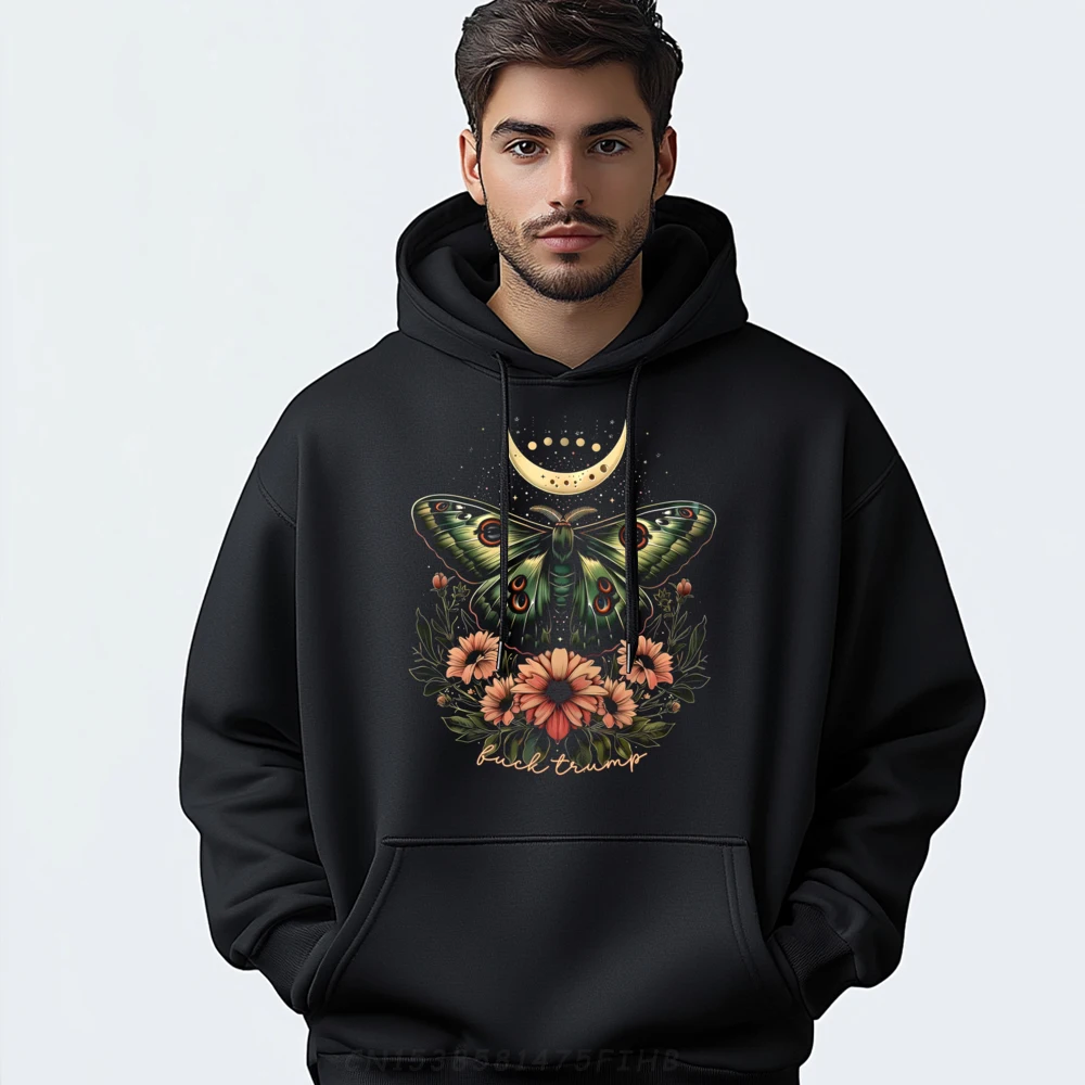 

Celestial Luna Moth Subtle Anti Crew Neck Hoodies Valentine Day Normal Hoodies Long Sleeve Special Sweatshirt Mens
